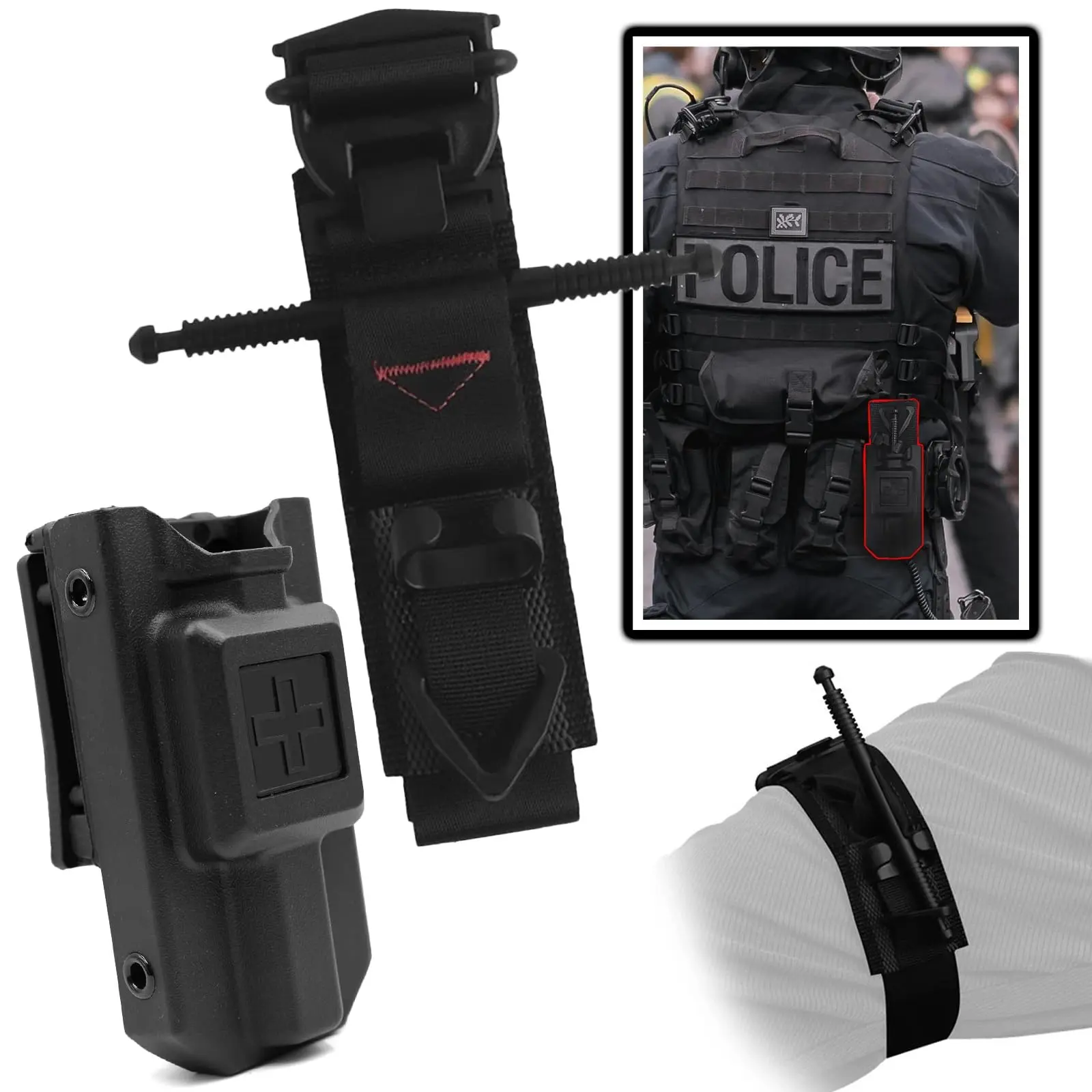 AQzxdc Tactical Tourniquet Gen 4 Medical Solutions 1.5" Compression Band with Molle Tourniquet Holder for Emergency Use