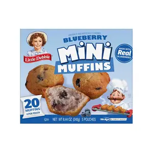 Blueberry Mini Muffins, Ambient Sweet Pastry Snack, 5 Pouches, 8.44oz Box Pack