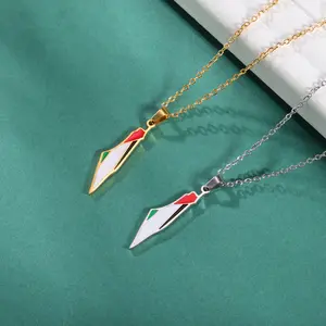 Drip Oil Palestine Map Pendant Necklace Stainless Steel Women's and Men's Rural Geography Jewelry Gift Hot
