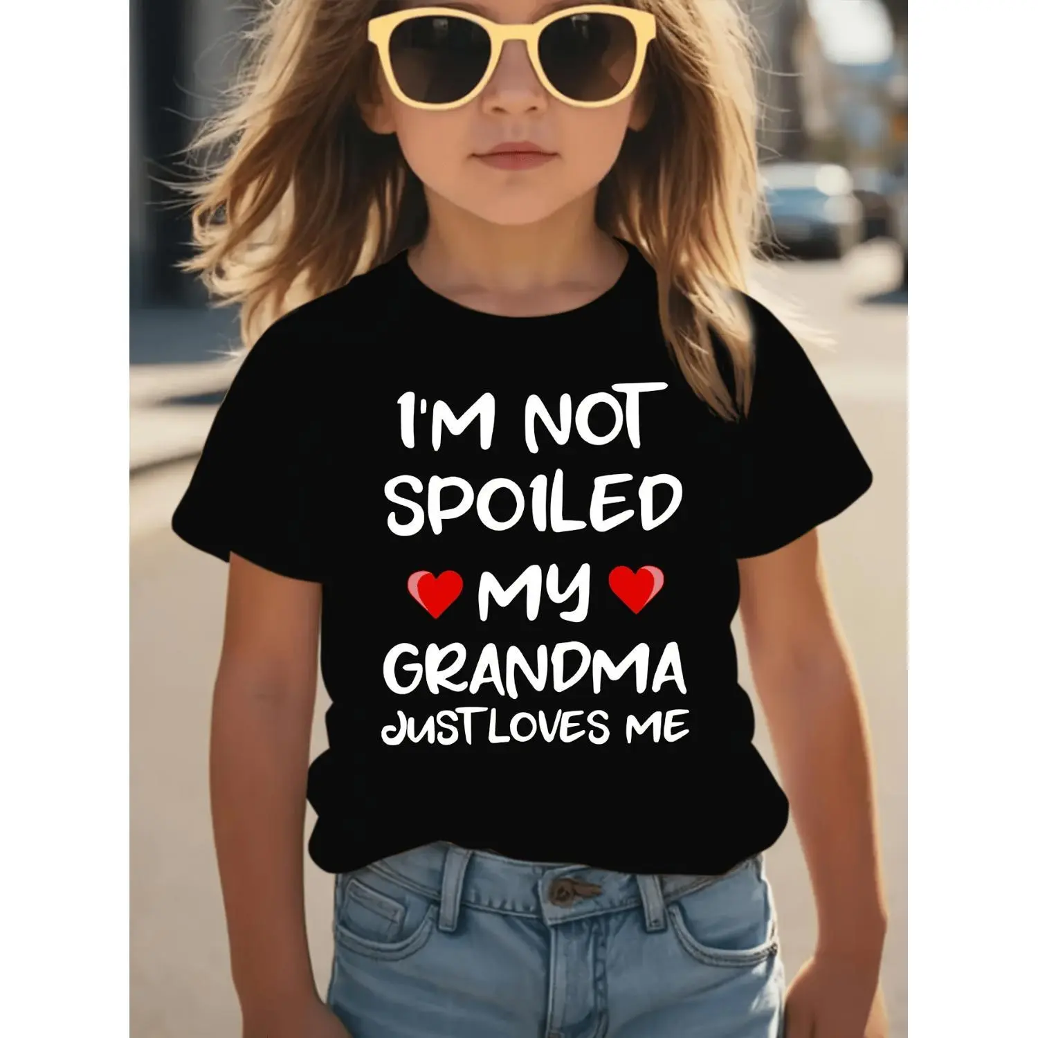 Summer Fashion Girls Short Sleeve TShirt Iam Not Spoiled My Grandma Just Loves Me Letter Print Casual Top