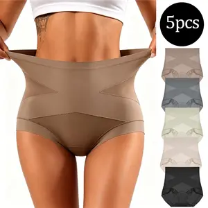 Women's High-Waisted Tummy Control Briefs（5-Pack).Soft Breathable Non-Irritating Design, Comfortable All Season Underwear, Underwear Sets.High Waisted Panty, Womenswear.Perfect for wearing under yoga leggings.Summervibes Mother's Day gift