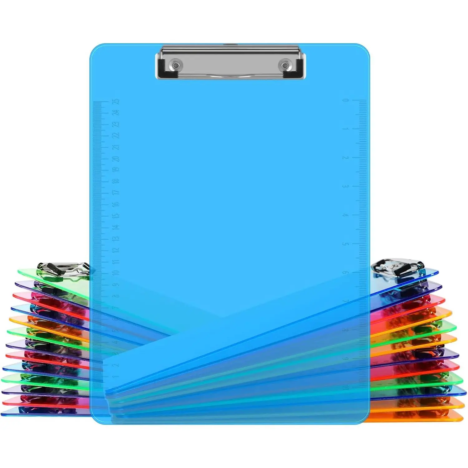 Clipboards,  25 Pack Plastic Office Clipboards, Assorted Transparent Color Plastic Clip,Letter