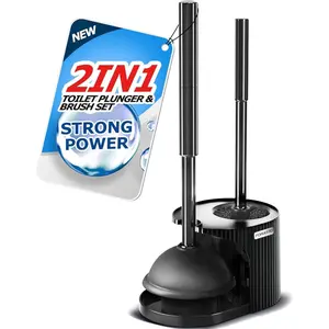 Toilet Plunger and Brush Set，Extended Handle Plunger，Toilet Bowl Brush Plunger Set, Bathroom Cleaning Tools ，Toilet Brush Plunger Combo，Cleaning Brush，Bathroom Cleaning Supplies