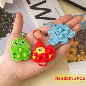 Random Cartoon Animal Keychains Set of 3, Car Hanging Decorations, Perfect for Prizes and Gifts, Stress Relief Accessories