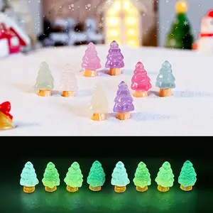 10/30pcs Glow-in-the-Dark Christmas Tree Decorations, Resin Miniature Magical Holiday Ornaments for Tabletop, Outdoor, and Micro Landscape, Festive Figurines for Bedroom, Kitchen, Living Room, and Bathroom, Glowing Decoration, Christmas Decor