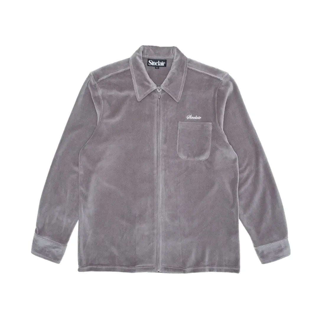 Sinclair Velour Zip Shirt Slate Grey