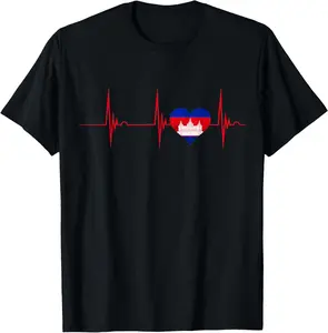 100%cotton Cambodia Heartbeat Pulse EKG Cambodian Flag Palace T-Shirt
