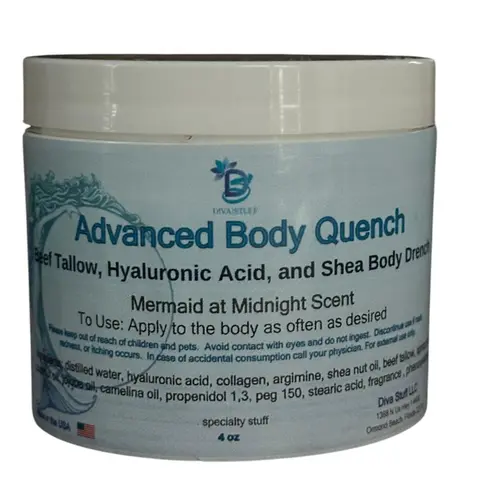 Diva Stuff Advanced Body Quench Mermaid at Midnight Scent, With Beef Tallow, Hyaluronic Acid, Shea Butter, Deep Hydration, Plumps, Smooths and Hydrates