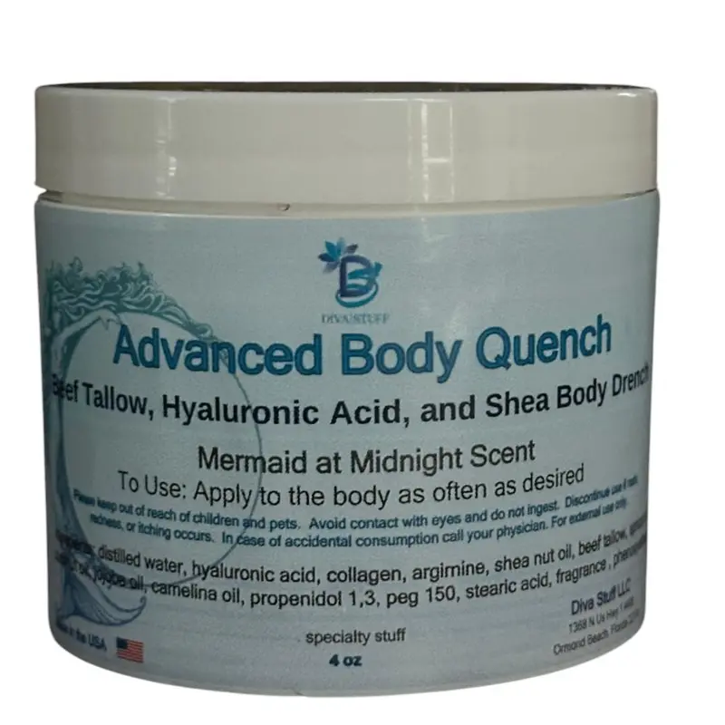 Diva Stuff Advanced Body Quench Mermaid at Midnight Scent, With Beef Tallow, Hyaluronic Acid, Shea Butter, Deep Hydration, Plumps, Smooths and Hydrates