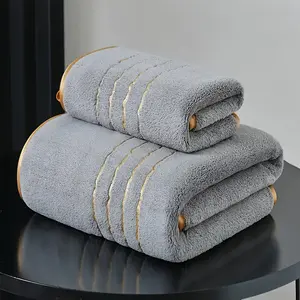 2 Pcs Bath Towel Set (1 Bath Towel + 1 Towel): Premium Towel Set Soft Absorbent Bathroom Towels for Gym, Party, Gifting & Hotels Absorbent Thickened Towels