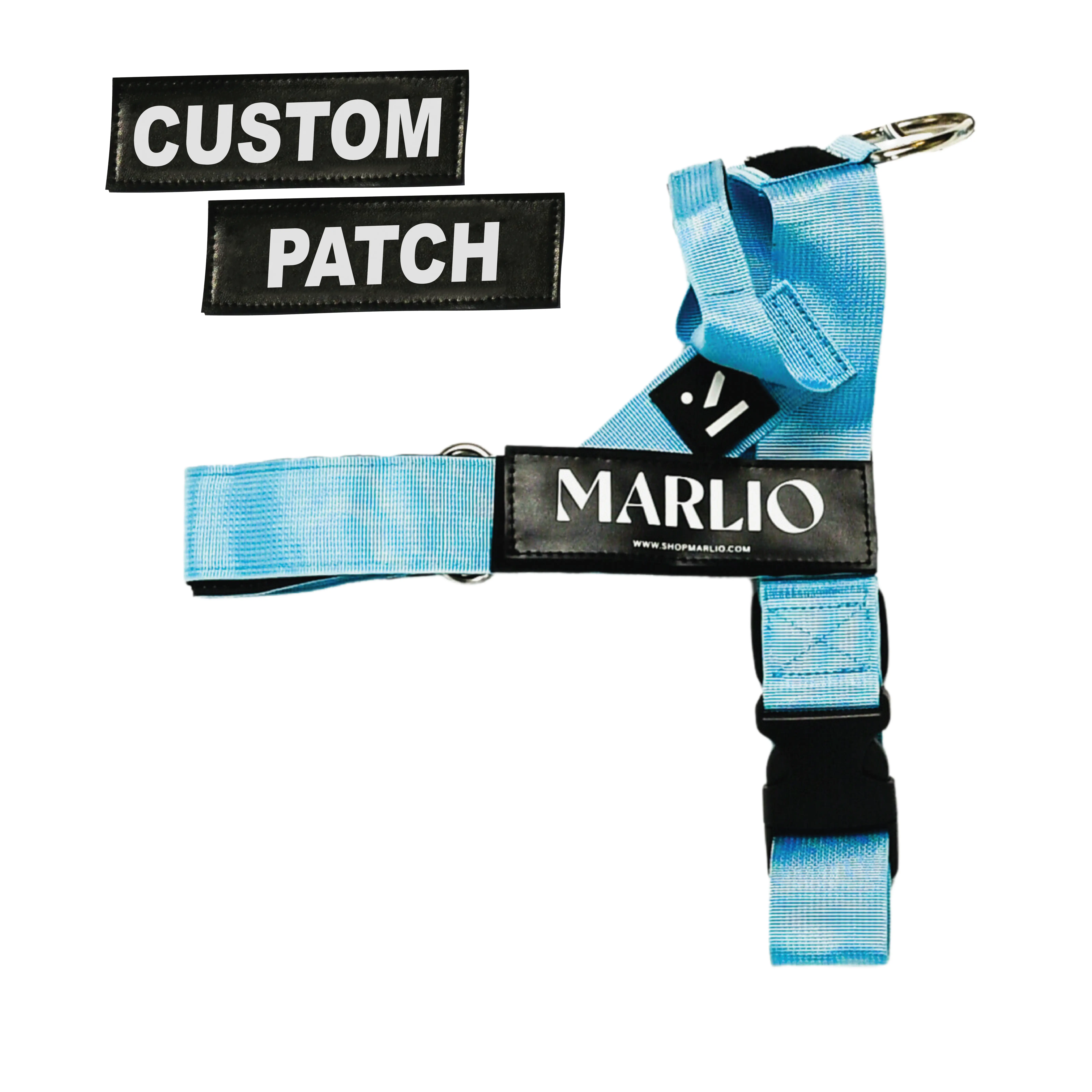 Personalized Dog Harness - Sky Blue Adjustable Straps and Free Name Patches