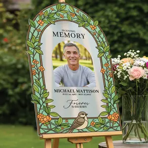 Printed Funeral Sign, In Loving Memory Sign With Photo 6038