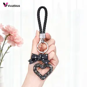 Shiny Heart Bow Keychain, Car Key Chain with Rhinestones, Hollow Out Design, Elegant Key Holder, Valentine's Day Gift, Birthday Present, Bling Bling Keychains