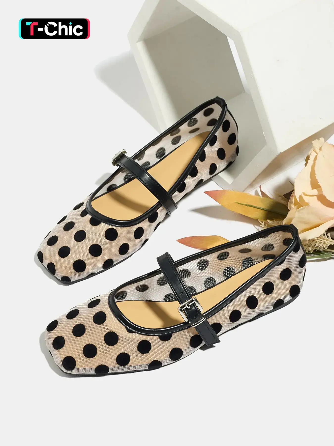 Women's Mary Jane Shoes, New Summer Style Versatile Buckle Strap, Breathable for Outdoor & Daily Wear, Lightweight Flats, Square Toe Ballet Flats, Ballerina Flats, Mary Jane Ballet Flats, Non-Slip Rubber Sole