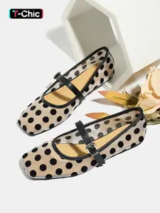 Women's Mary Jane Shoes Summer New Style Versatile Buckle Low Heel Breathable Outdoor Daily Wear Ballet Flats Non-Slip Rubber Comfort