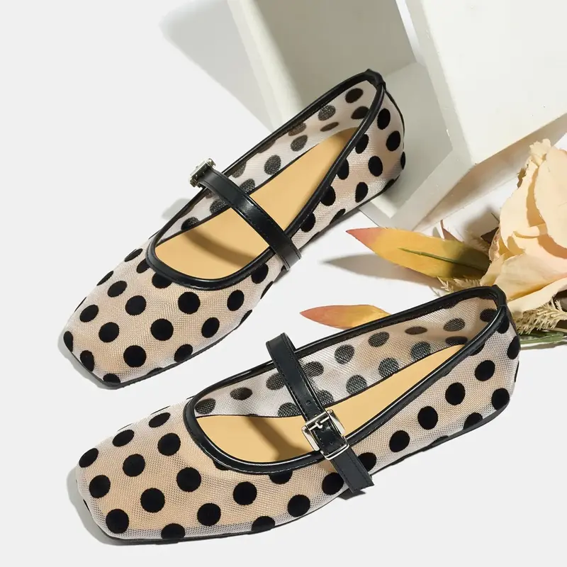 Large Size Women's Mary Jane Shoes, Summer 2026 New Fashion, Buckle Low Heel, Breathable, Outdoor, Dress, Ballet Flat, Comfortable, Mary Jane Flats