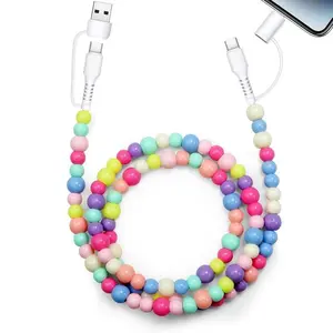Beaded Charging Cords - Fit for all device USBC & Lightening 4-in-1 USB-C Cable,or 2-in-1 data line