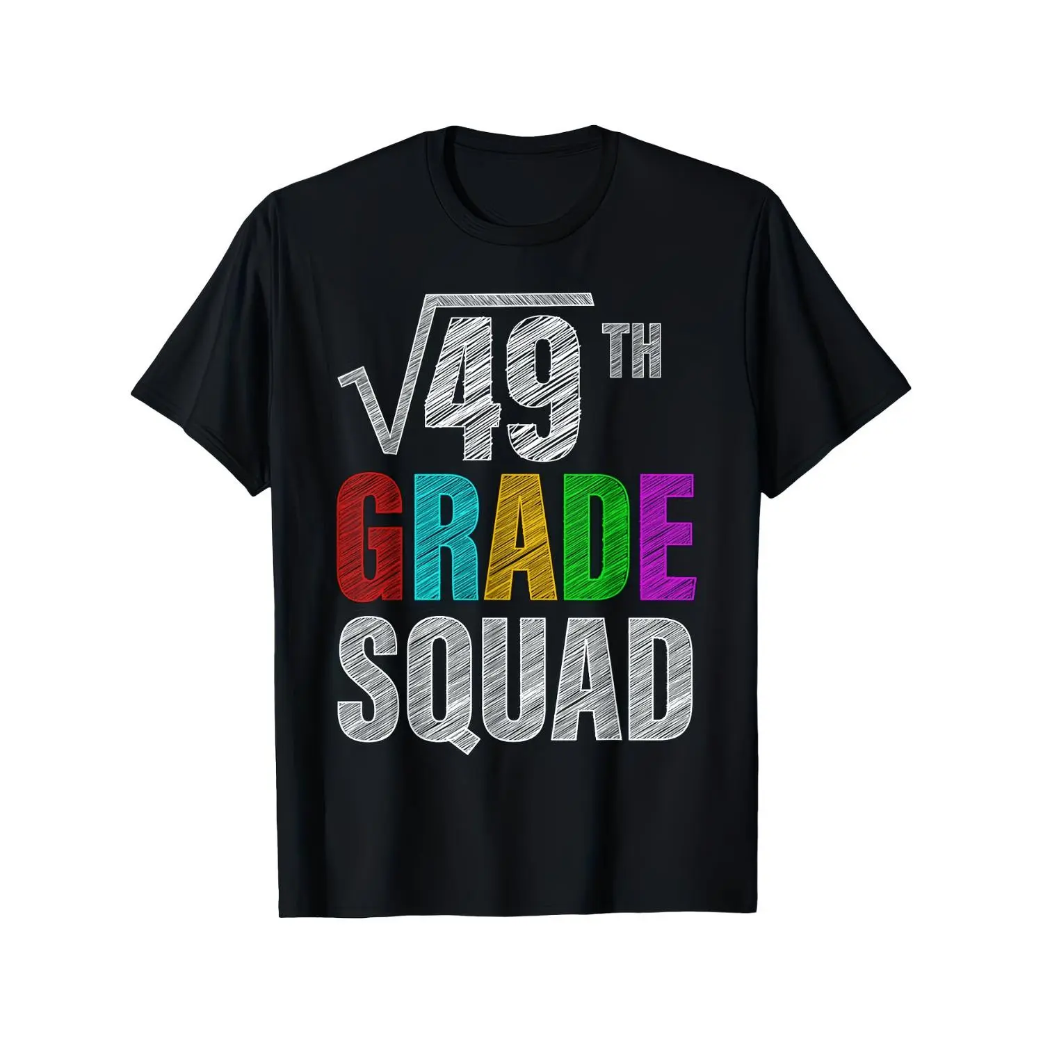 Women's Crew Neck Short-Sleeve Casual Cotton T-Shirt, Retro Classroom Graphic, 7th & 49th Grade Squad Math Teacher Matching Design, Loose Unisex Fit, Durable All-Season Back to School 2025 Streetwear,