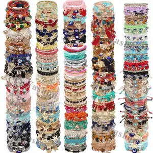 24pcs Mix Bohemian Beaded Bracelet Set for Women & - Multilayer Stackable Stretch Elastic Bands with Pastel & Vibrant Colors - Layered Bead Jewelry Gift for Beach FestivalGift