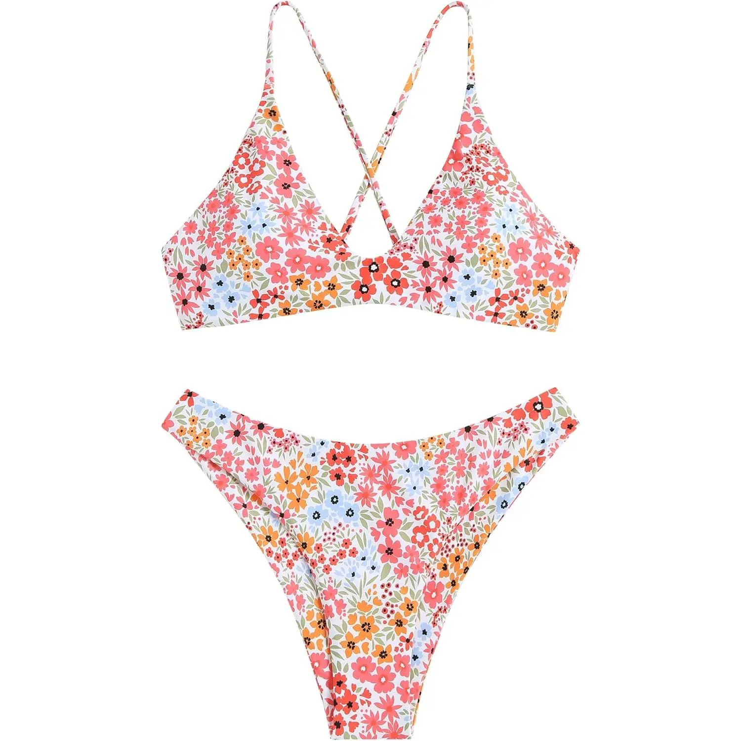 Women's Tie Back Padded High Cut Bralette Bikini Set Two Piece Swimsuit Women's Tie Back Padded High Cut Bralette Bikini Set Two Piece Swimsuit