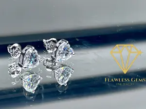Heart Shaped Sterling Silver VVS Earrings