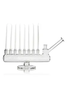 GRAV Clear Menorah Candle Holder - Limited Edition for Hanukkah Celebration Decor Decorative