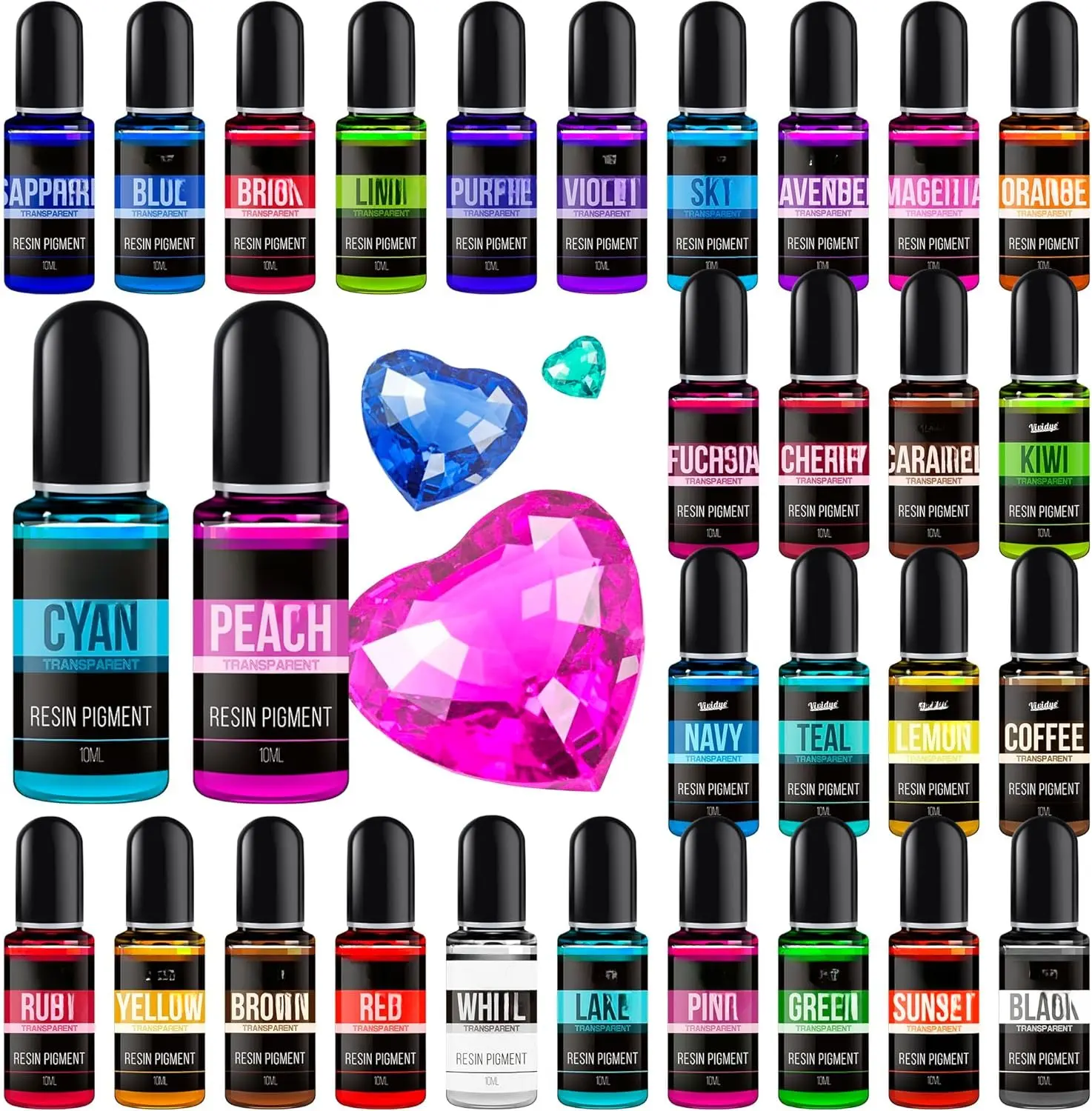 Epoxy  Pigment - 30 Colors Concentrated Liquid Epoxy  Dye, Transparent  Colorant for  Coloring, DIY   Making,  Painting,  Art Crafts - 0.35oz/10ml Each