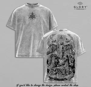 Heavenly Resurrection Jesus Shirt / Tank / Sweatshirt / Hoodie Vintage Washed Oversized Tee | Catholic & Christian Streetwear Heavy Cotton T-Shirt | Holy Ascension Graphic Back | Faith Inspired Spiritual Gift