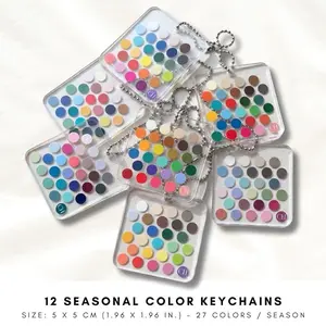 12 Seasonal Color Acrylic Keychain | Small Portable Personal Color Analysis Palette Swatch Card | Plastic Pocket Color Chart Guide & Gift