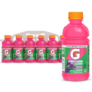 Gatorade  Lower Sugar Electrolyte Sports Drink Rain Berry 12oz Bottles 12 Pack – Hydration Drink with 75% Less Sugar