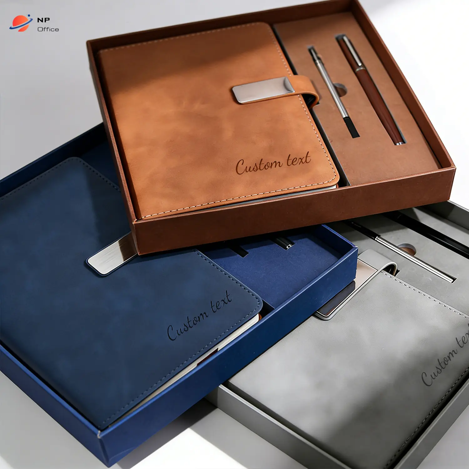 Leather Journal & Pen Gift Set, Personalized Notebook with Custom Engraving, Writing Journal in Gift Box for Men Women, Business Office Gift, Birthday Graduation Christmas Gift