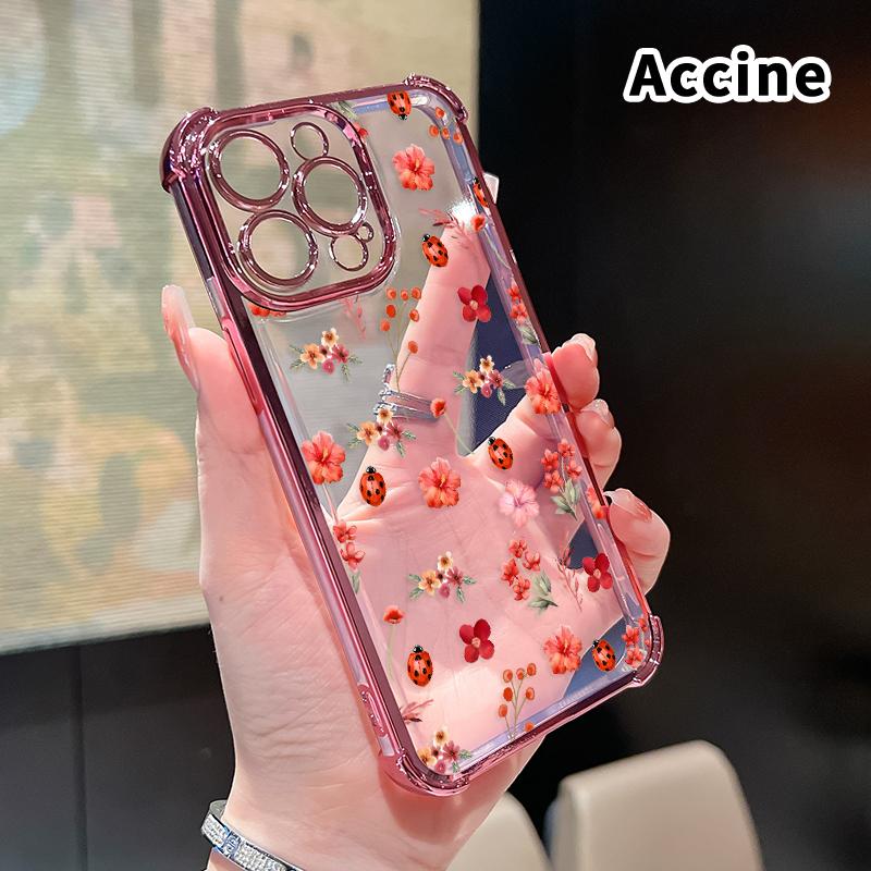 Floral Ladybug Symphony Pattern Four Corner Anti-Fall Phone Case Transparent Electroplated Protective Cover for iPhone 16 Pro Max 15 Plus 14 13 12 11 E Floral Ladybug Symphony Pattern Four Corner Anti-Fall Phone Case Transparent Electroplated Protective Cover for iPhone 16 Pro Max 15 Plus 14 13 12 11 E