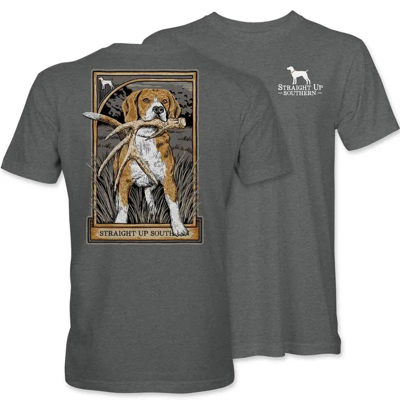 Bone Collector T-Shirt, Men's Beagle Shed Hunting Graphic, Casual Short Sleeve Round Neck Cotton Top, Shortsleeve, Tshirt, Tops, Fitted, Cotton Blend