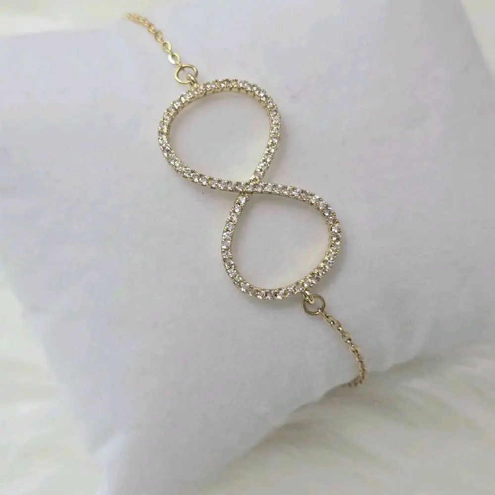 Pulsera delgada con infinito de zc grande talla 7-8 inches. Laminado de alta calidad