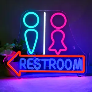 Restroom Neon Sign, USB Powered LED Wall Hanging Neon Sign, Decorative Lamp, Atmosphere Lighting for Home, Office, Shop, Coffee Shop, Restaurant