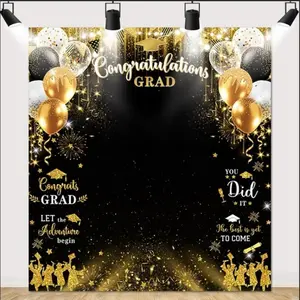 Class of 2026 Graduation Photo Backdrop Banner, Polyester Material, Party Decor, Celebration Background, Indoor Outdoor Use, Grad Party Decorations