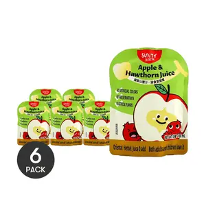 6 Pack Apple Hawthorn Juice 3.38 fl oz Each - Chinese Natural Fruit Drink, No Additives