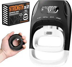 Grip Strength Tester & Trainer 2-in-1 Combo Set-Digital Hand Dynamometer with LCD Display, Max 400lb/180kg Capacity, Resistance Ring with  Design for , Gym,  & Rehab