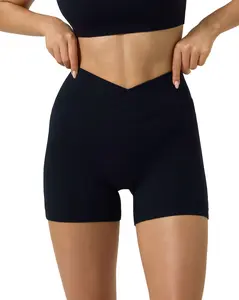 PAVOI ACTIVE Sports Crossover Shorts for Women 4" - Workout V Criss Cross Waist Biker Shorts with High Waist - FlexFlow