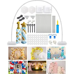 6IN1 Balloon Arch Stand Kit, 10.8ft Balloon Column Stand with Base, Reusable Balloon Arch Kit Backdrop Decoration for Birthday Graduation Mother's Day Wedding Baby Shower
