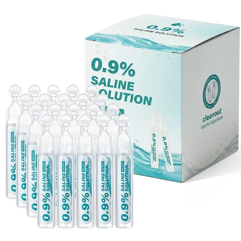 0.9% Sodium Chloride Gentle Sterile Saline Solution Vials (15ml/0.17oz Each, 20 Count, 20.3 FL OZ Total) - Individually Sealed Daily Liquid for Nasal Care, Wound Care (No Excessive Additives) for Adults