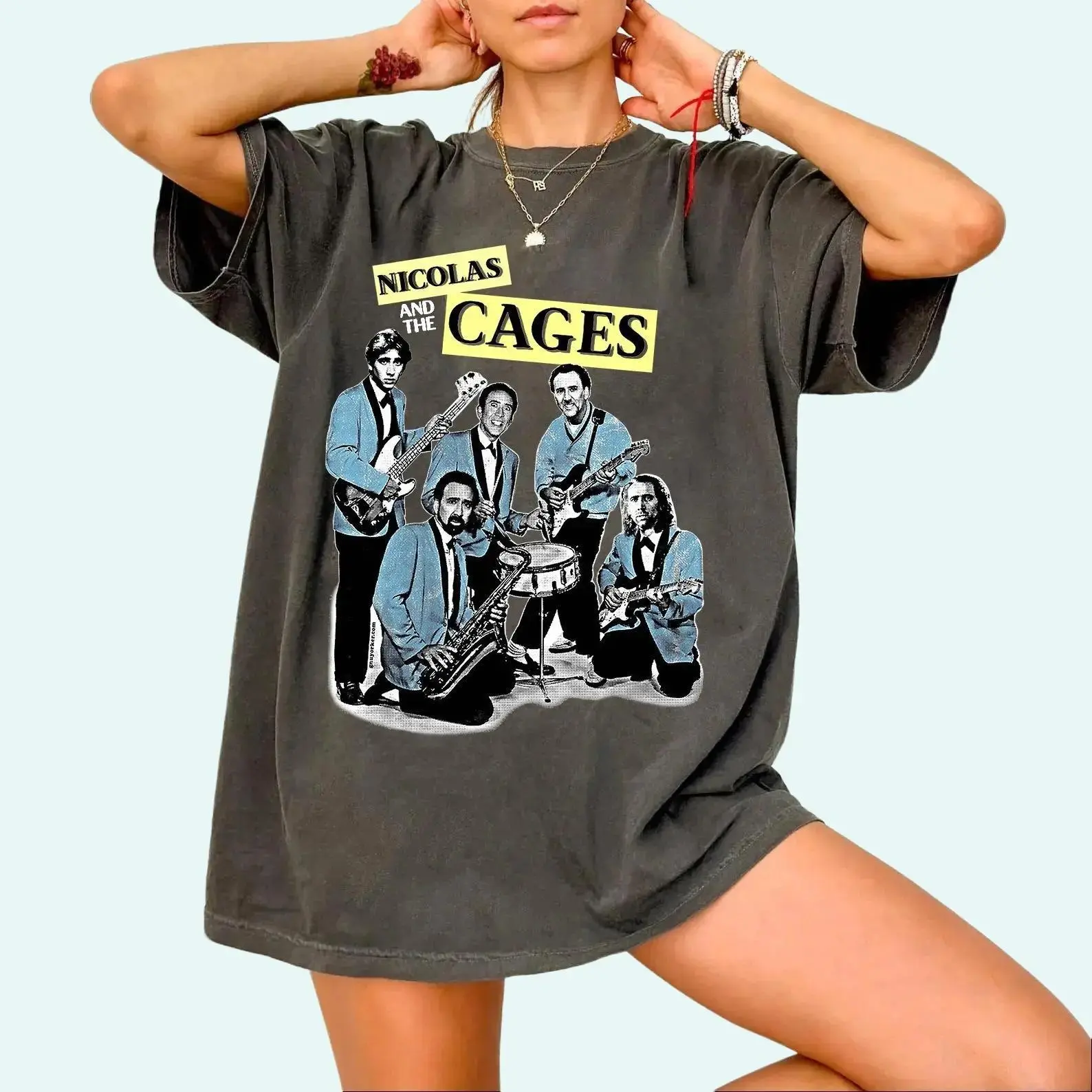 Nicolas Cage Band T-Shirt, Vintage Movie Graphic Tee, Funny Nicolas Cage Fan Shirt, Gift for Fans, Classic Unisex Cotton Tshirt