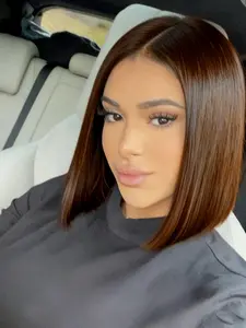 13x4 Transparent Pre Plucked Straight Colored #4 Brown Bob Wig 100% Unprocessed Human Hair Lace Frontal Wigs Natural Hairline Lace Front Chocolate Brown Bob Wigs For Black Women Glueless Bob Wigs 10-14 Inch