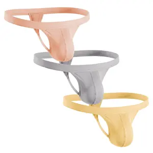 Strapped Thong Nylon Mesh & Modal No Fly Mid-Rise 3 Pack 0 Inch with ABCD Pouch - XS to XL waist Size Spandex Athletic Breathable