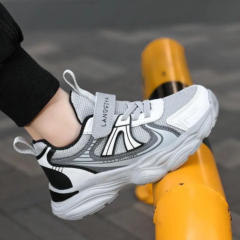 Boys' Breathable Sport Shoes, Athletic Shoes, Sporty Shoes, Mesh & Synthetic Leather Running Shoes, Lightweight Anti-Slip Rubber Sole, All-Season Walking Shoes, Super Lightweight Sneakers, Non Slip Sneaker, Youth Fashion Shoes