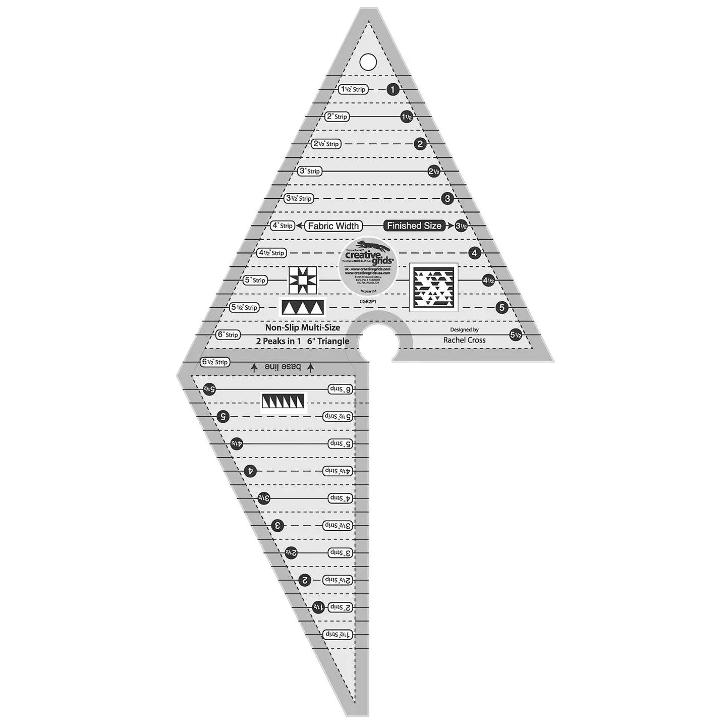 Creative Grids 2 Peaks in 1 Multi-Size Triangle Ruler CGR2P1
