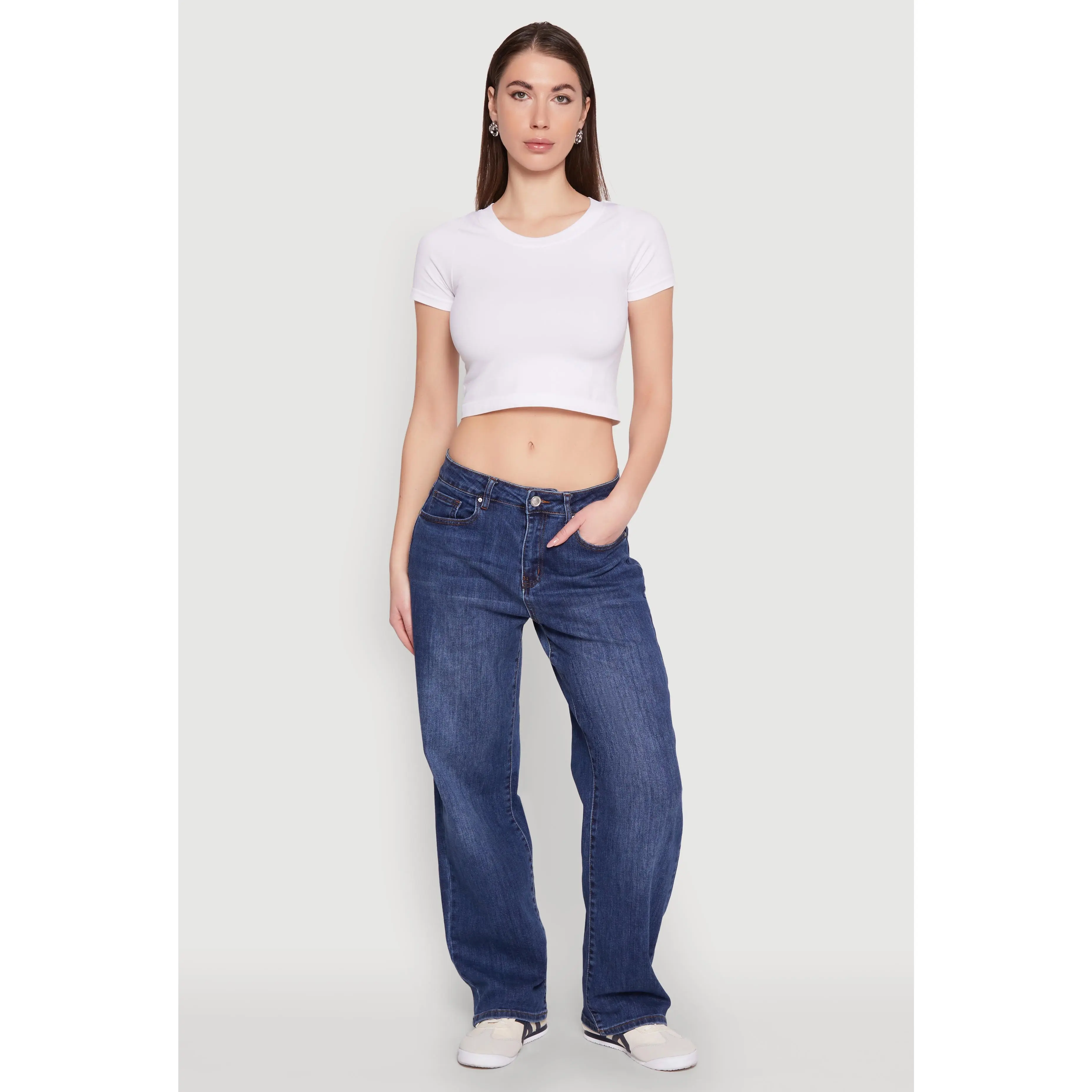 WAX Mid Rise Whiskered Straight Leg Jeans