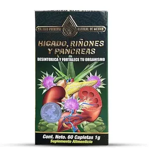 Suplemento Higado Riñon Rinon y Pancreas Liver Kidney and Pancreas Supplement 60 Caplets