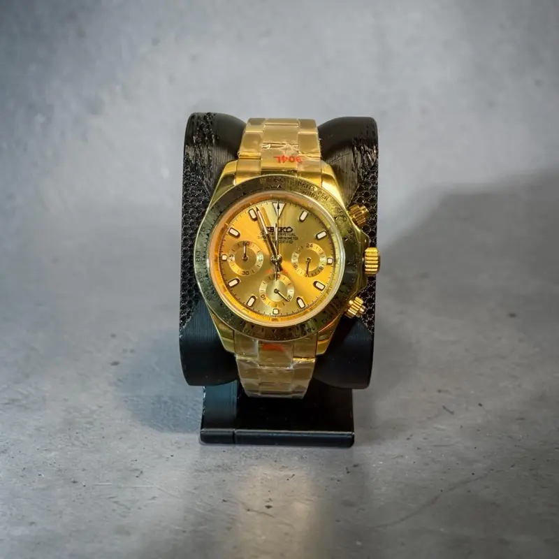 Custom Chronograph Style Watch - VK63 Mecha-Quartz Movement - Yellow Gold Finish - Sapphire Crystal chronograph wristwatch luxury automatic