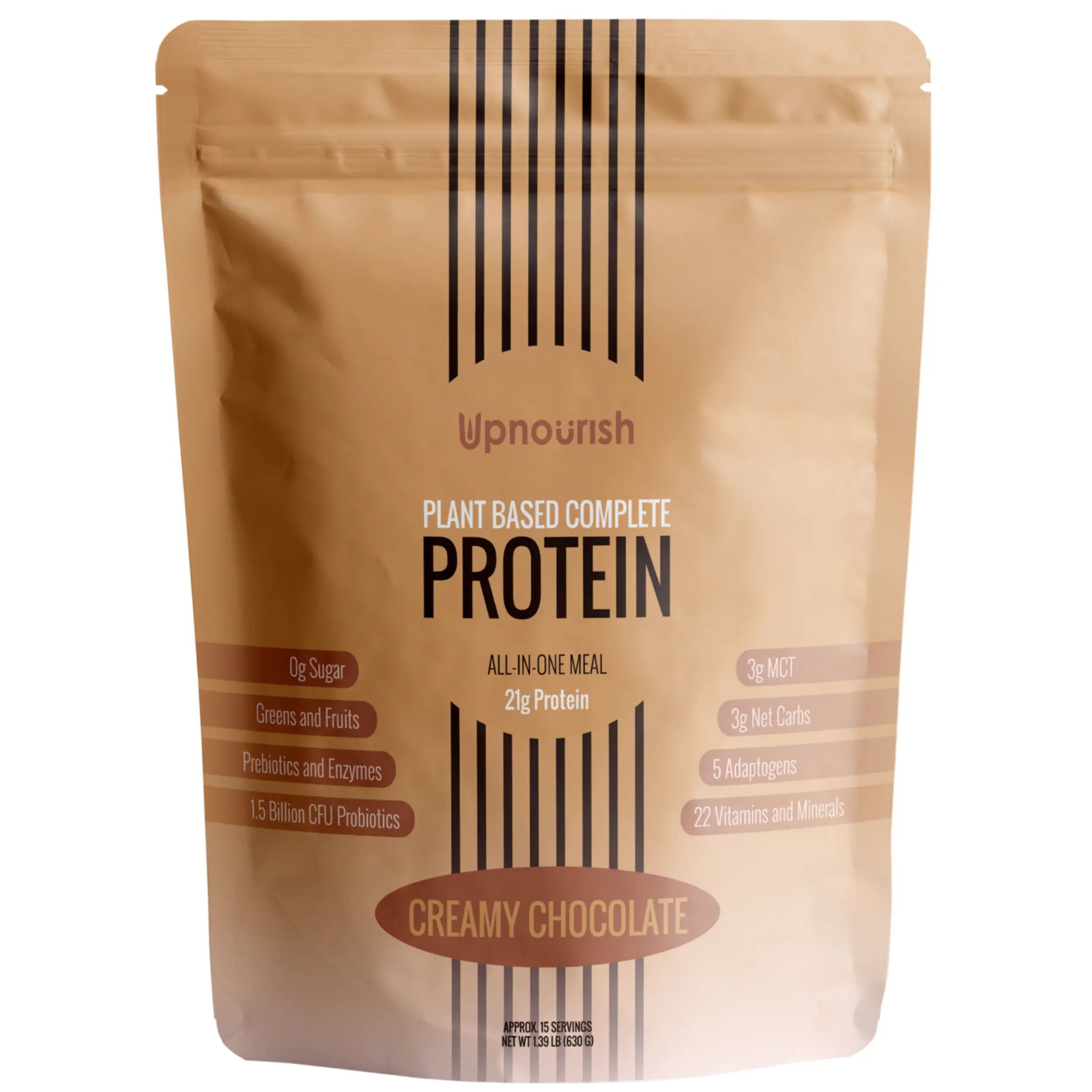 UpNourish Vegan Protein Powder Meal Replacement - Plant Based All-in-one Chocolate Protein Powder Shake, Sugar Free, Gluten Free, Low Carbs & Keto
